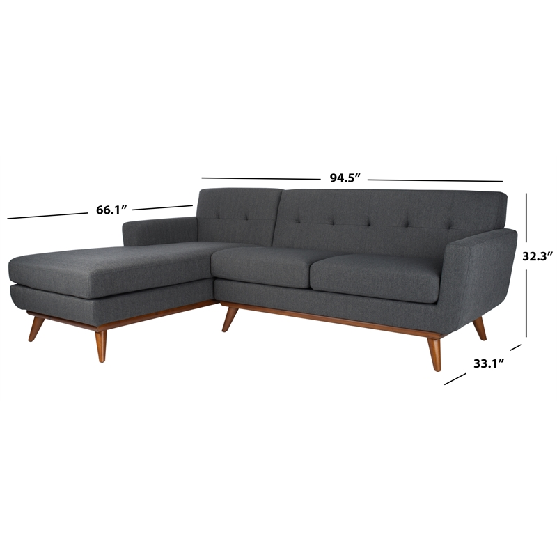 Safavieh Nicolettie Linen and Wood Sectional Sofa in Slate / Gray