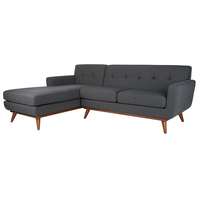 Safavieh Nicolettie Linen and Wood Sectional Sofa in Slate / Gray