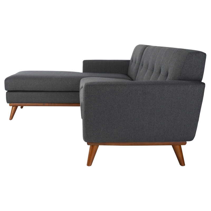 Safavieh Nicolettie Linen and Wood Sectional Sofa in Slate / Gray