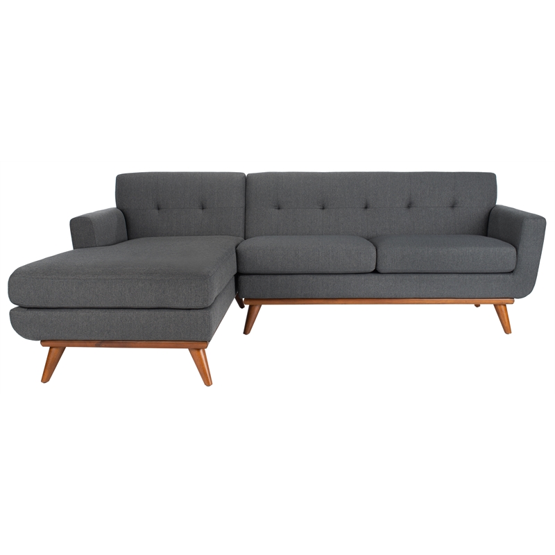 Safavieh Nicolettie Linen and Wood Sectional Sofa in Slate / Gray