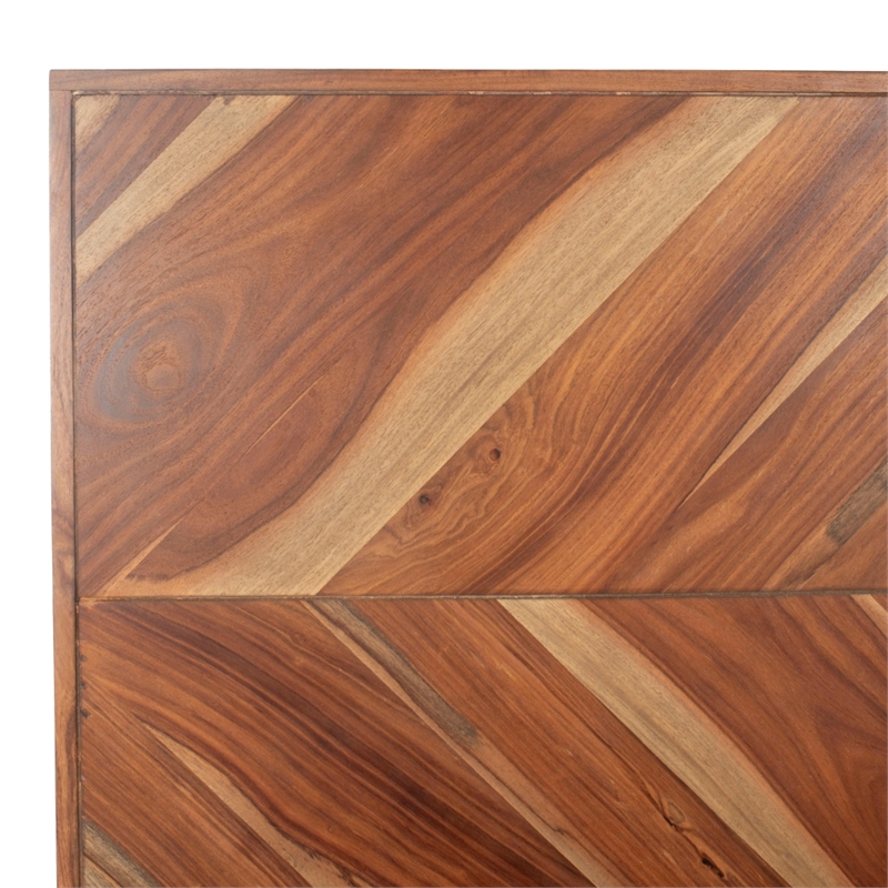 Safavieh Macibryn Wood Herringbone Bed in Natural