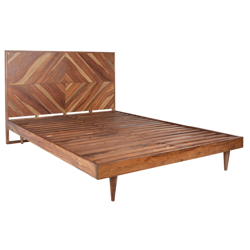 Safavieh Macibryn Wood Herringbone Bed in Natural