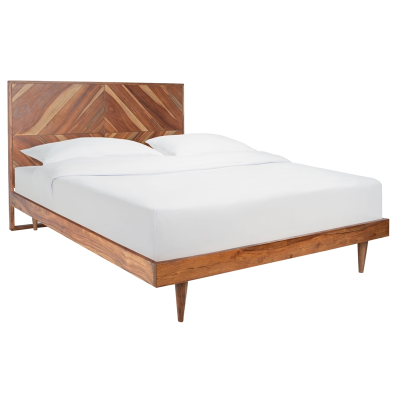 Safavieh Macibryn Wood Herringbone Bed in Natural
