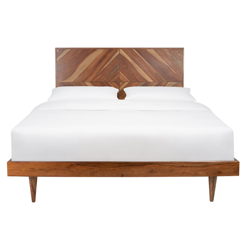 Safavieh Macibryn Wood Herringbone Bed in Natural
