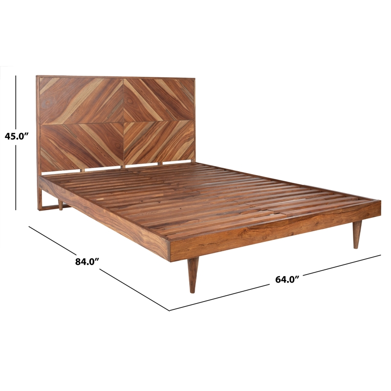 Safavieh Macibryn Wood Herringbone Bed in Natural