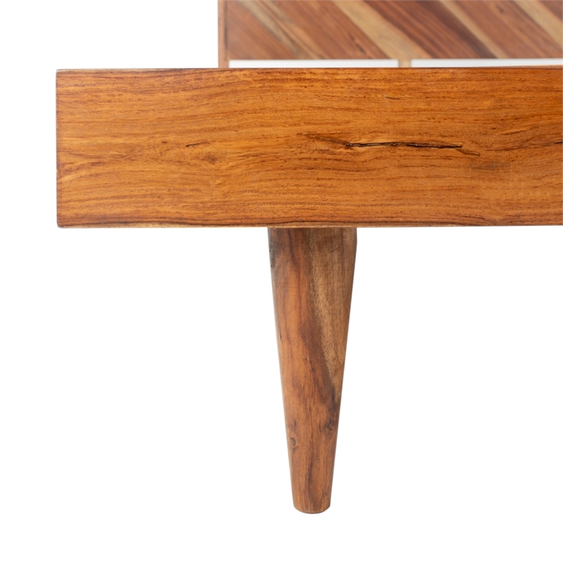 Safavieh Macibryn Wood Herringbone Bed in Natural