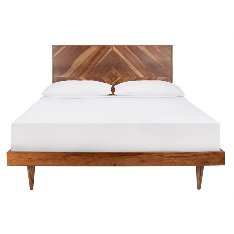 Safavieh Macibryn Wood Herringbone Bed in Natural