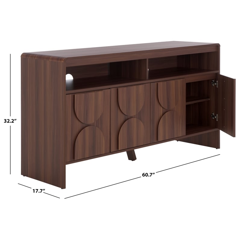 Safavieh Arsenio 4 Door 2 Shelf Wood Sideboard in Walnut