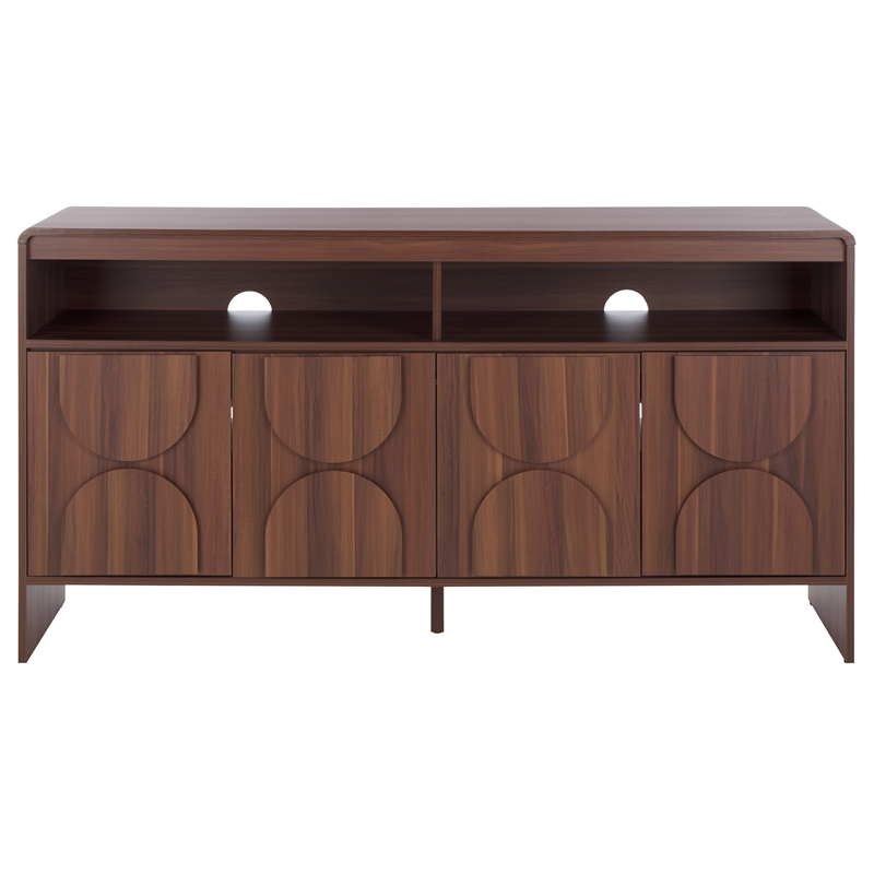 Safavieh Arsenio 4 Door 2 Shelf Wood Sideboard in Walnut