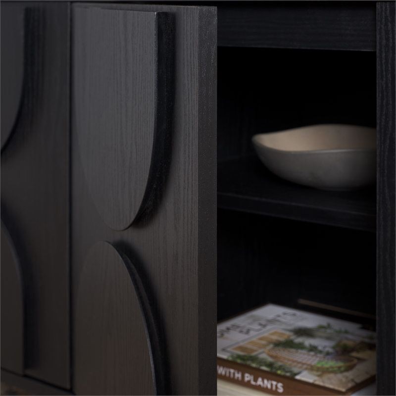 Safavieh Arsenio 4 Door 2 Shelf Wood Sideboard in Black