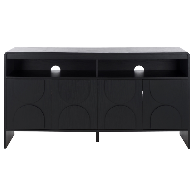 Safavieh Arsenio 4 Door 2 Shelf Wood Sideboard in Black
