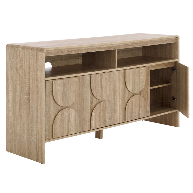 Safavieh Arsenio 4 Door 2 Shelf Wood Sideboard in Cream