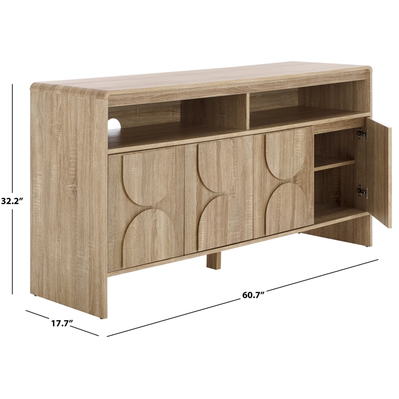 Safavieh Arsenio 4 Door 2 Shelf Wood Sideboard in Cream