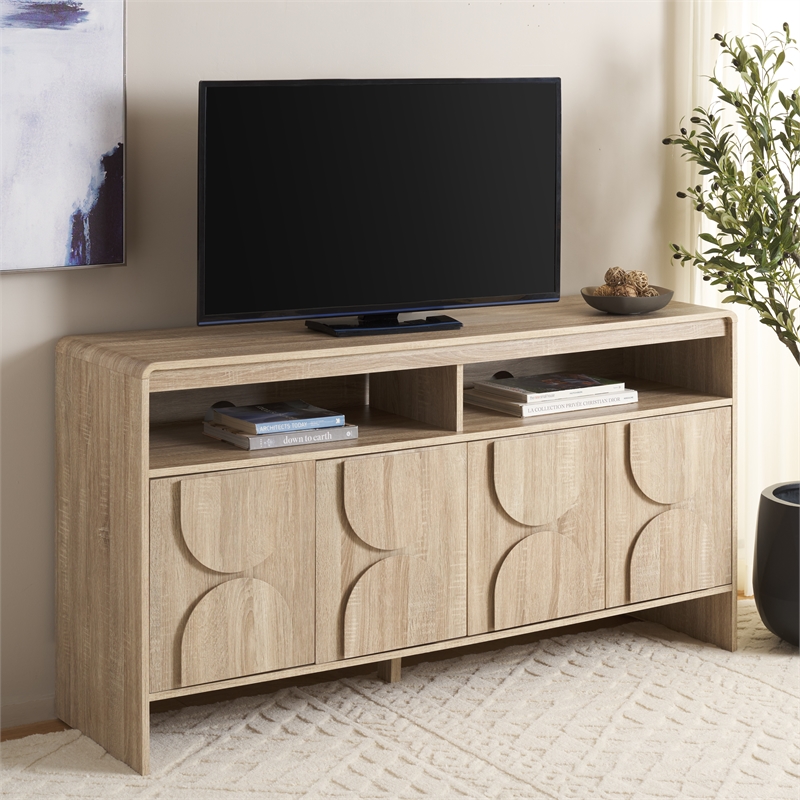 Safavieh Arsenio 4 Door 2 Shelf Wood Sideboard in Cream