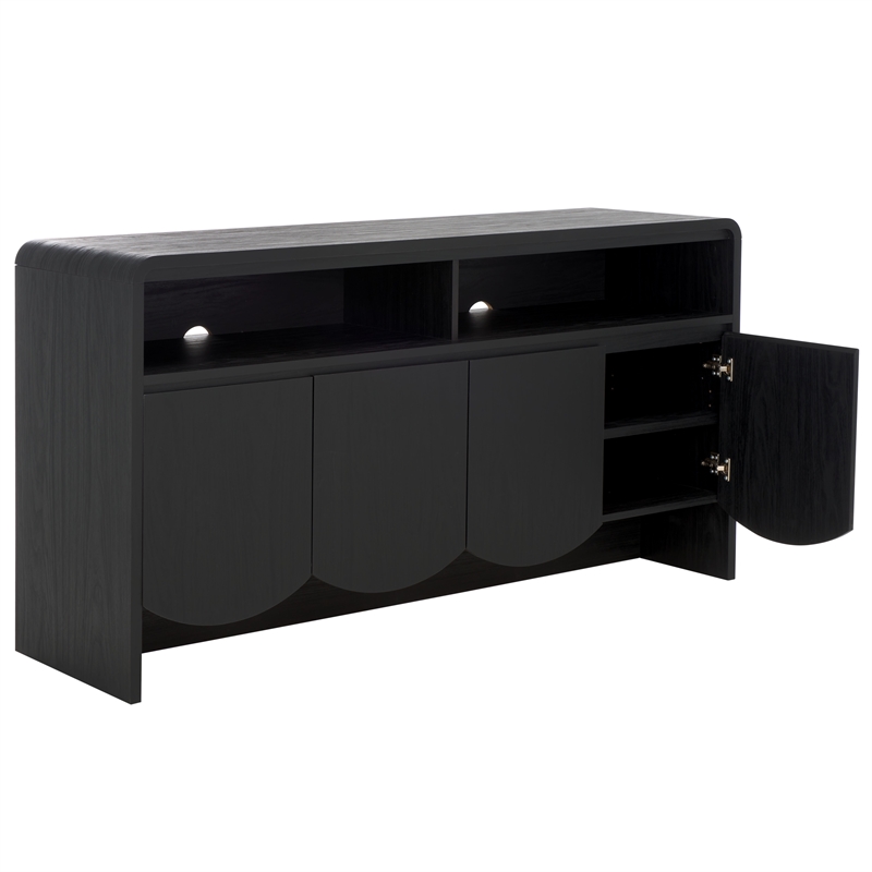 Safavieh Narine 4 Door 2 Shelf Wood Sideboard/Media Stand in Black