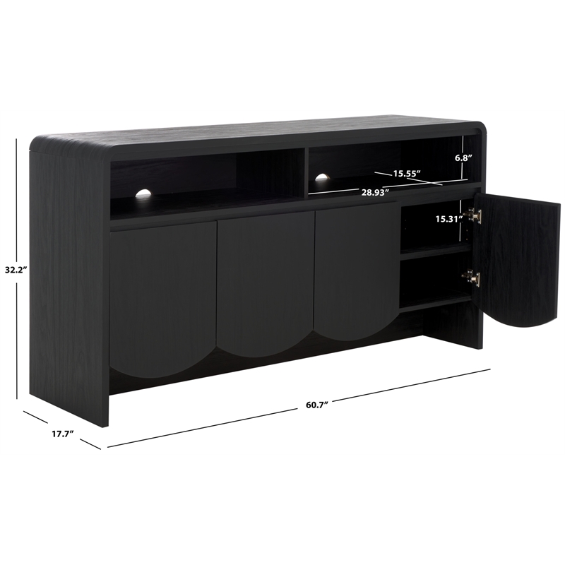 Safavieh Narine 4 Door 2 Shelf Wood Sideboard/Media Stand in Black