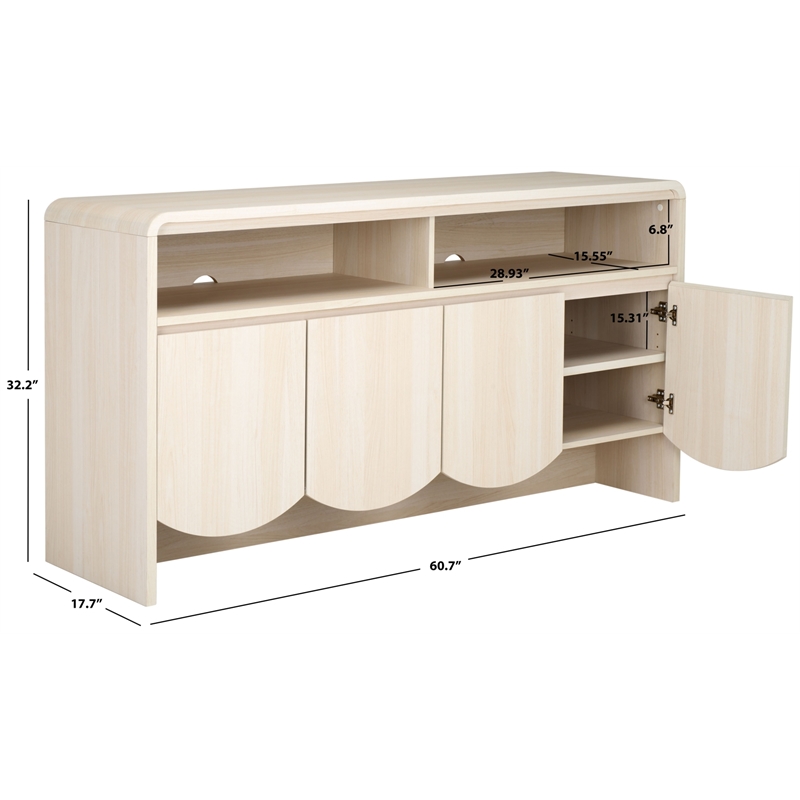 Safavieh Narine 4 Door 2 Shelf Wood Sideboard/Media Stand in White