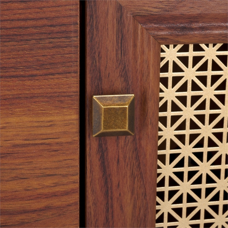 Safavieh Piran 2 Door 3 Drawer Wood Sideboard/Media in Walnut / Gold
