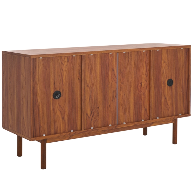 Safavieh Piran 2 Door 3 Drawer Wood Sideboard/Media in Walnut / Gold