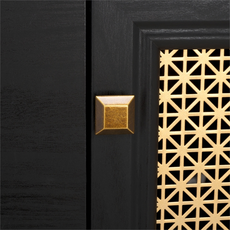 Safavieh Piran2 Door 3 Drawer Wood Sideboard/Media in Black / Gold