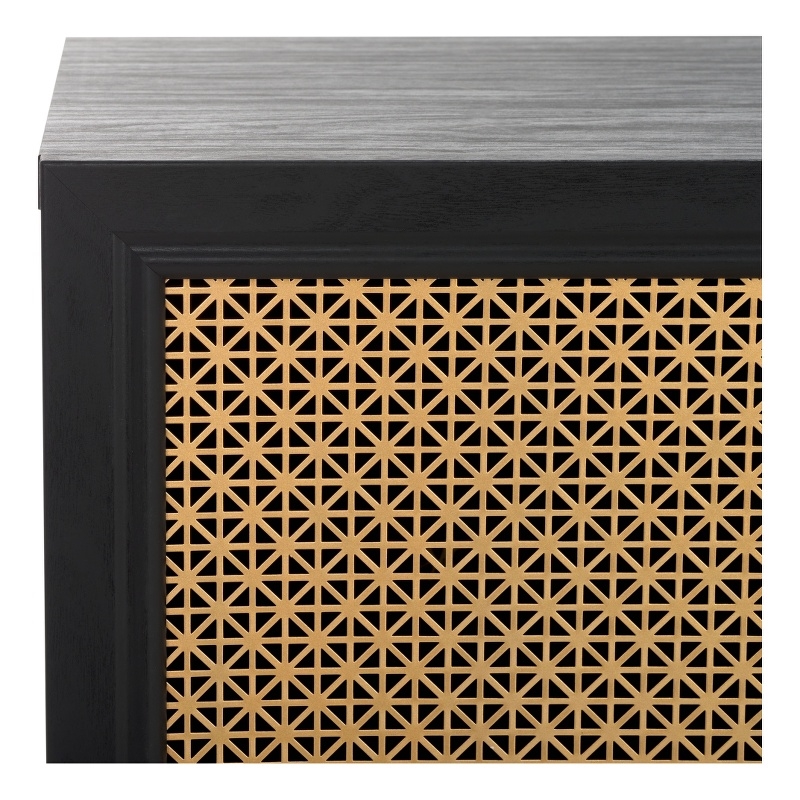 Safavieh Piran2 Door 3 Drawer Wood Sideboard/Media in Black / Gold