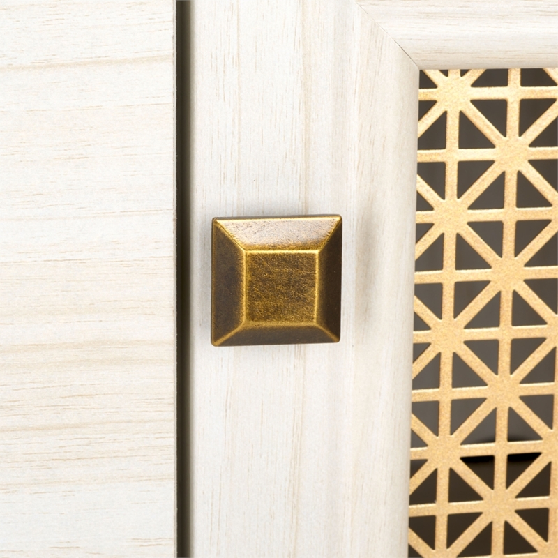 Safavieh Piran 2 Door 3 Drawer Wood Sideboard/Media in White / Gold
