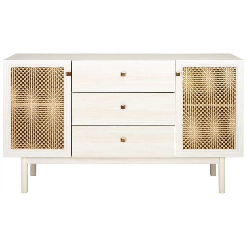 Safavieh Piran 2 Door 3 Drawer Wood Sideboard/Media in White / Gold