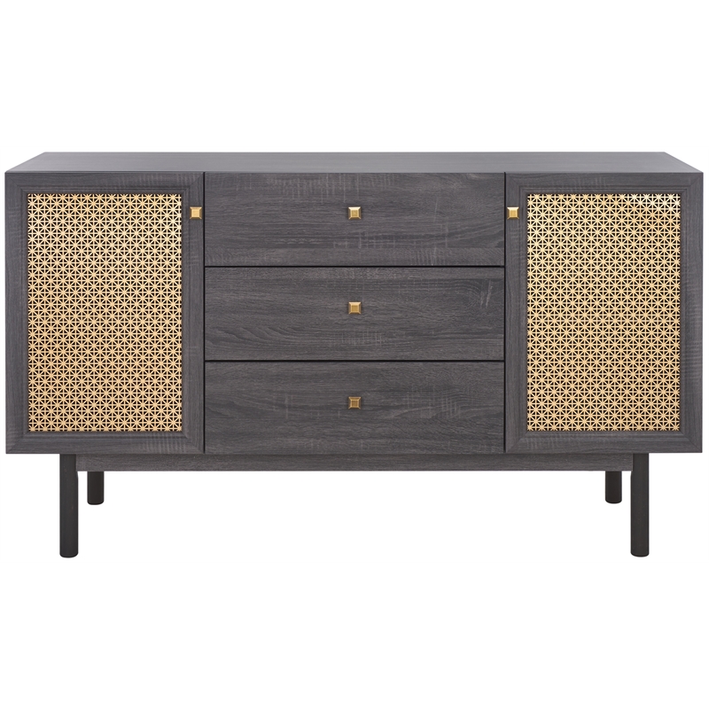 Safavieh Piran 2 Door 3 Drawer Wood Sideboard/Media in Black / Gold
