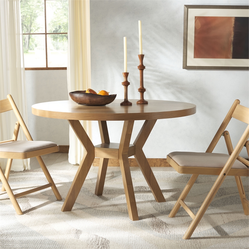 Safavieh Luis Round Wood Dining Table in Natural