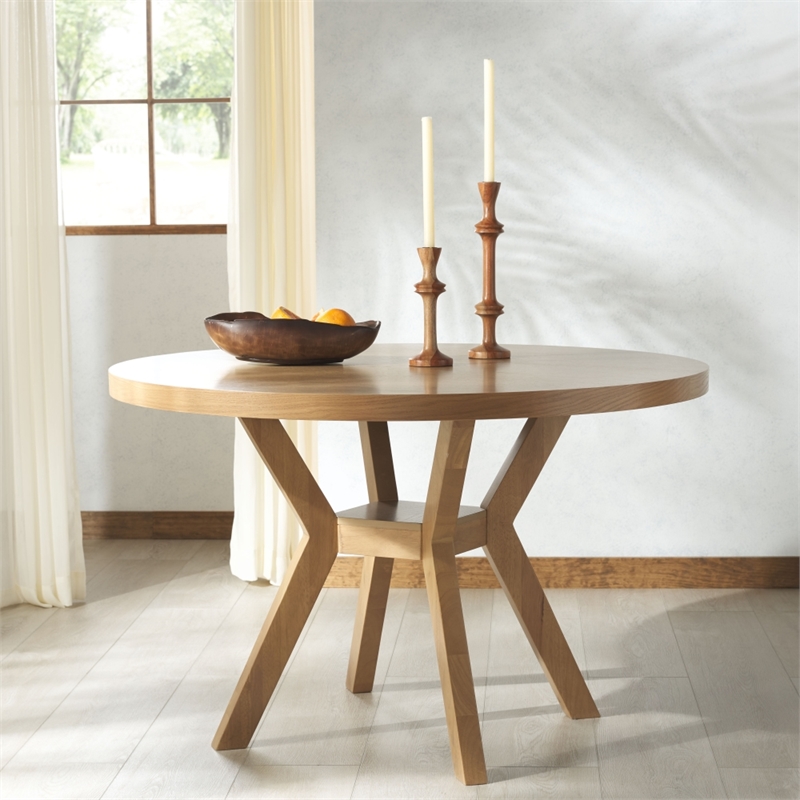 Safavieh Luis Round Wood Dining Table in Natural