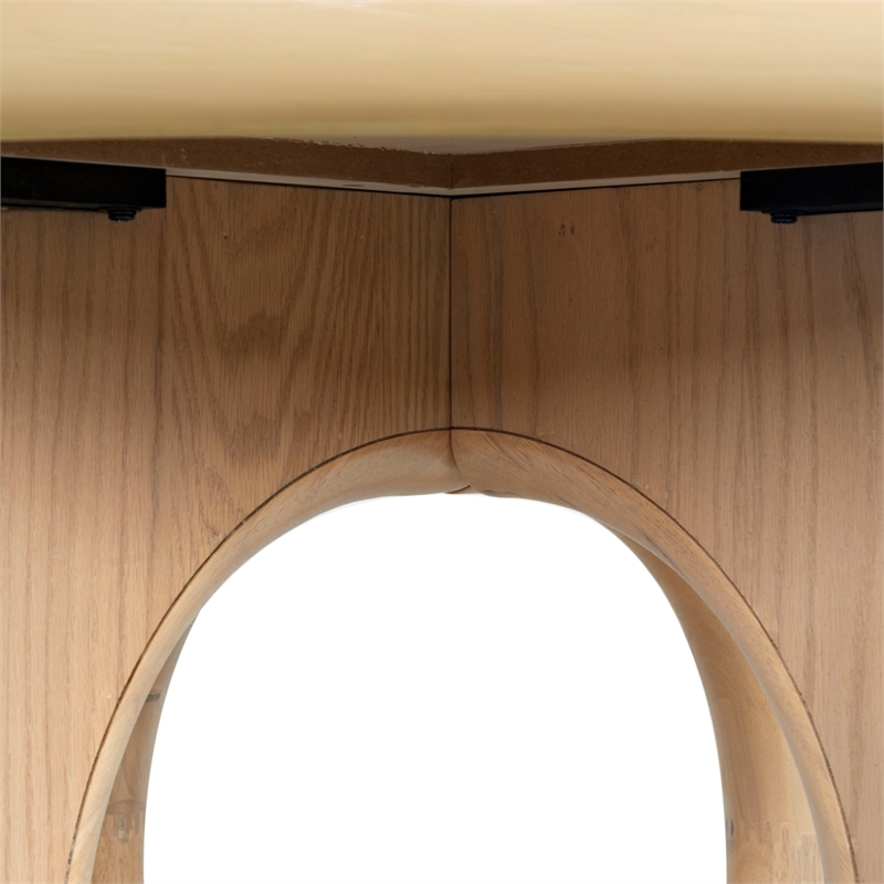 Safavieh Olivetta Round Wood Dining Table in Oak