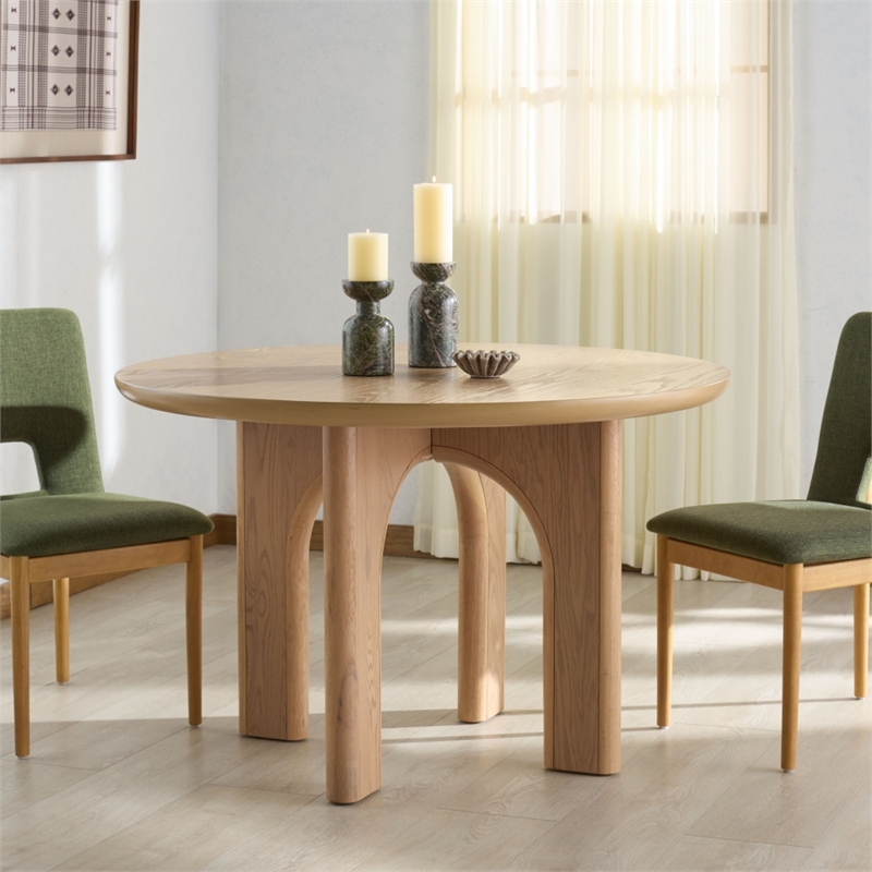 Safavieh Olivetta Round Wood Dining Table in Oak