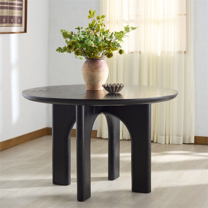 Safavieh Olivetta Round Wood Dining Table in Black
