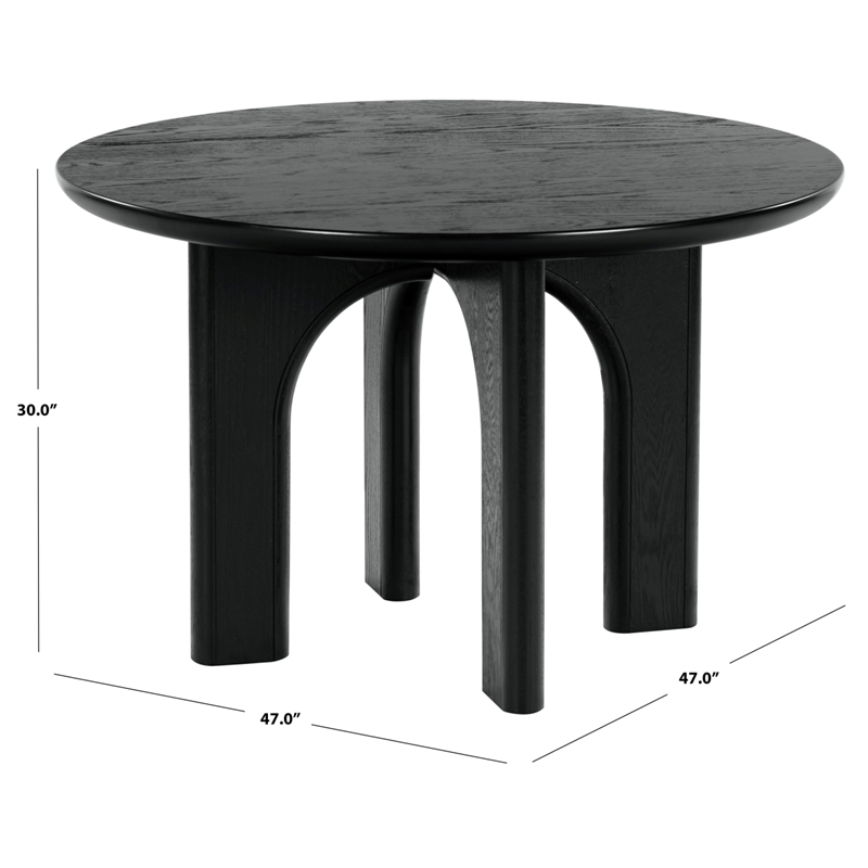 Safavieh Olivetta Round Wood Dining Table in Black