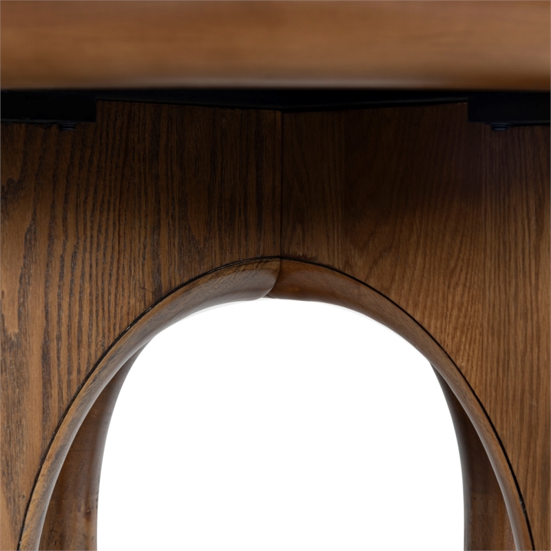 Safavieh Olivetta Round Wood Dining Table in Medium Oak
