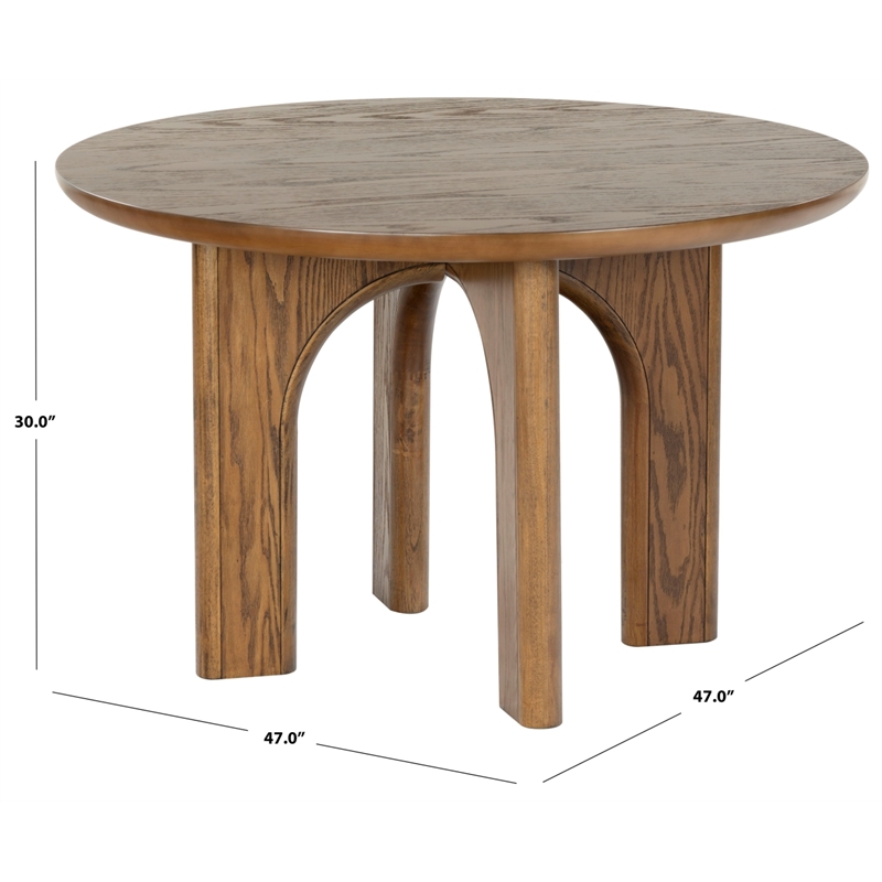 Safavieh Olivetta Round Wood Dining Table in Medium Oak