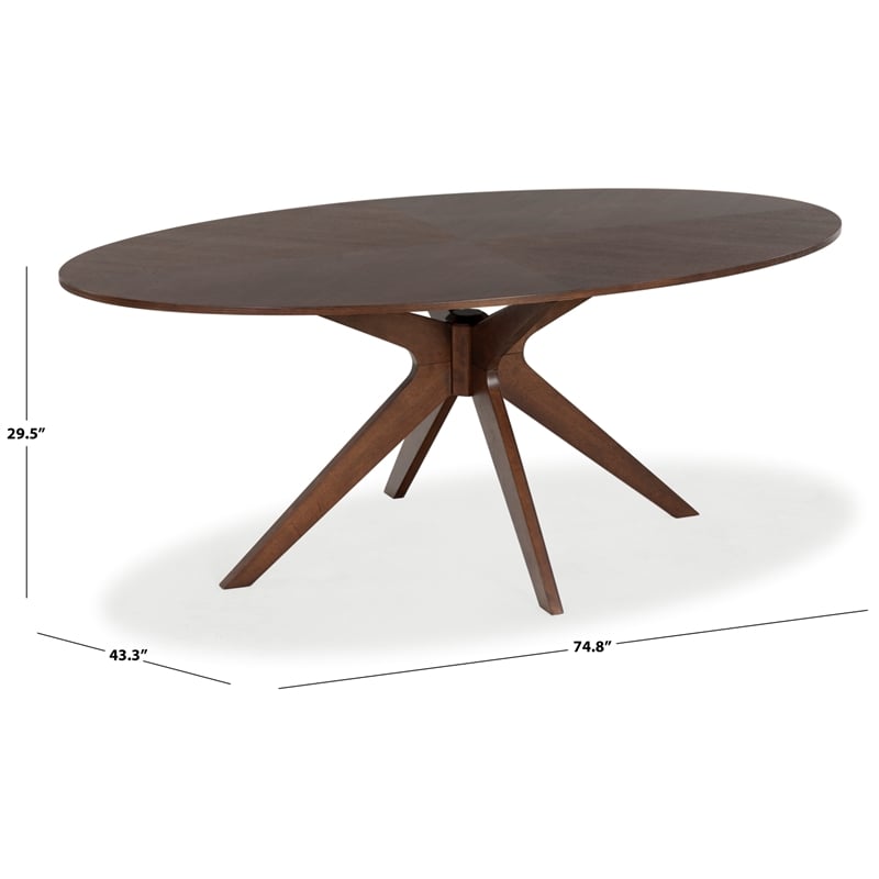 Safavieh Hawkins Wood Oval Dining Table in Walnut