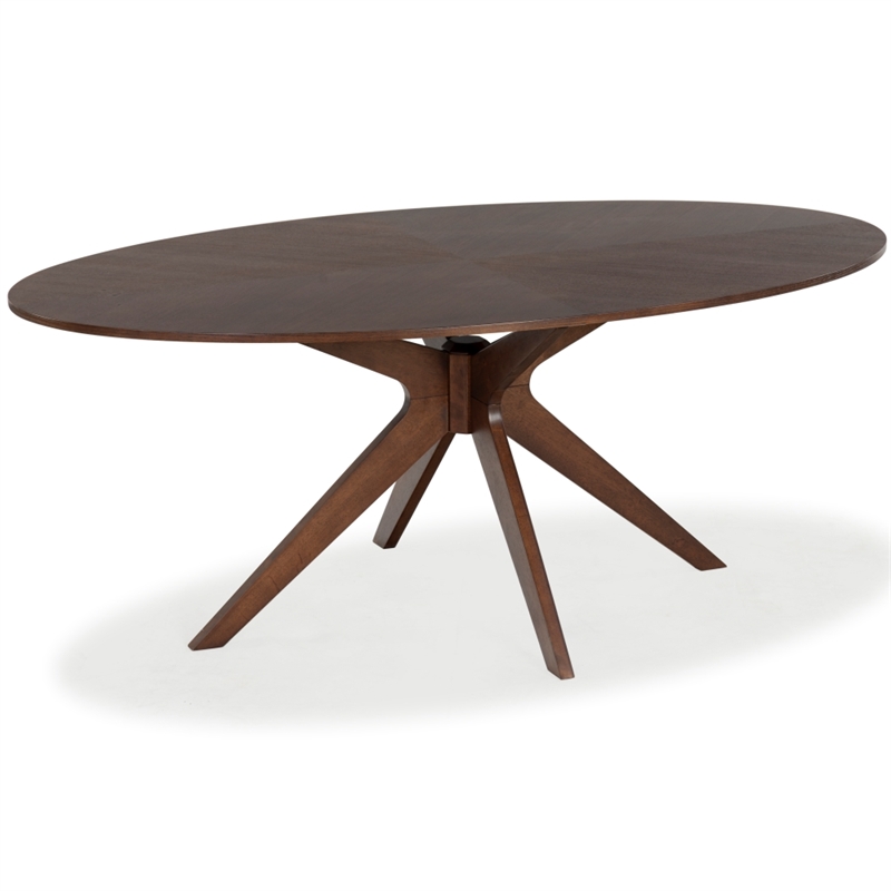 Safavieh Hawkins Wood Oval Dining Table in Walnut