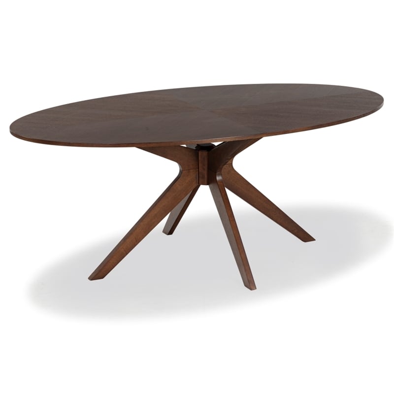 Safavieh Hawkins Wood Oval Dining Table in Walnut