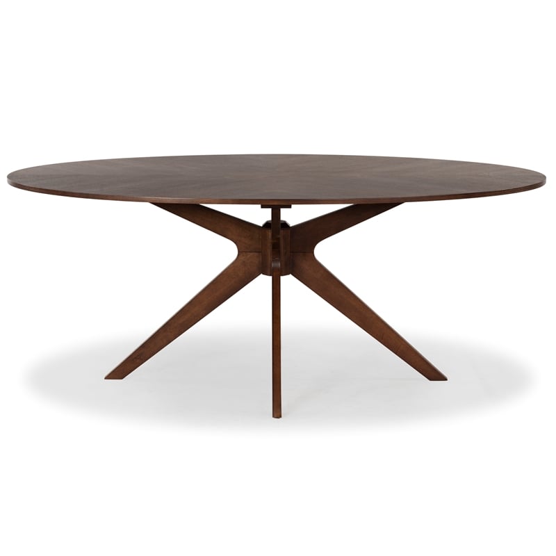 Safavieh Hawkins Wood Oval Dining Table in Walnut