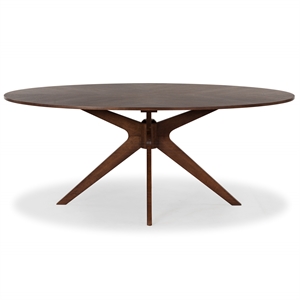 Safavieh Hawkins Wood Oval Dining Table in Walnut