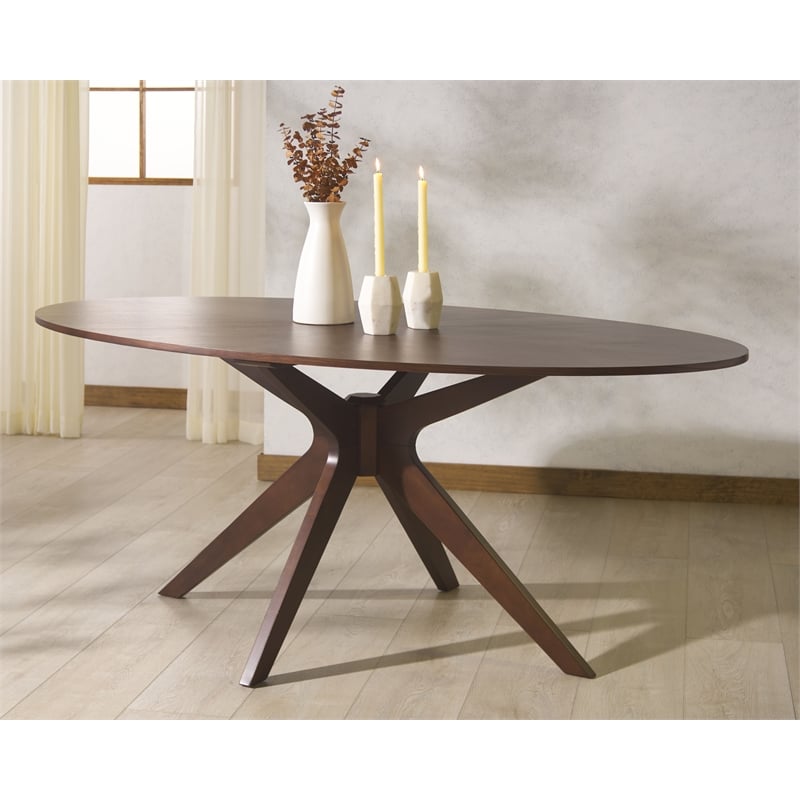 Safavieh Hawkins Wood Oval Dining Table in Walnut