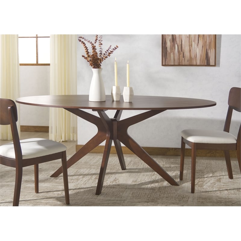 Safavieh Hawkins Wood Oval Dining Table in Walnut