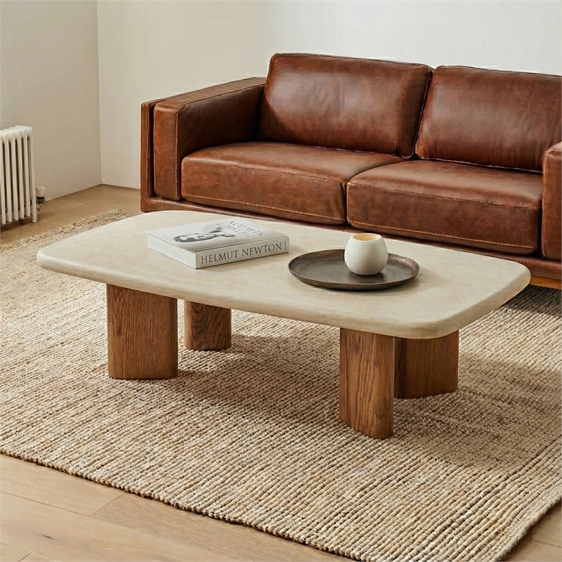 Safavieh Theodora Wood Coffee Table in Chestnut / Cream