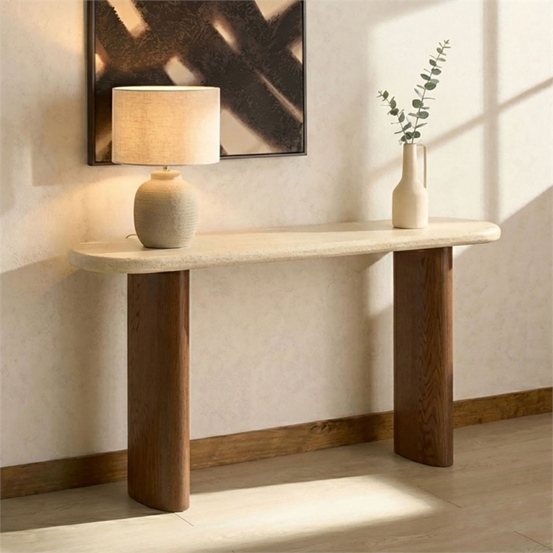 Safavieh Theodora Wood Console Table in Chestnut / Cream