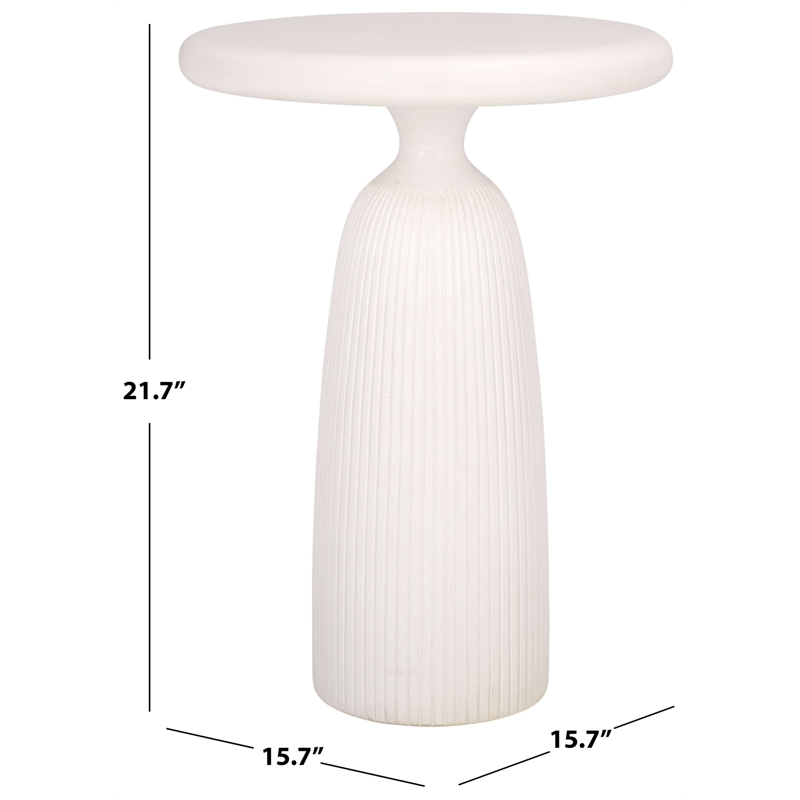 Safavieh Oskar Round Concrete and Iron Accent Table in Ivory