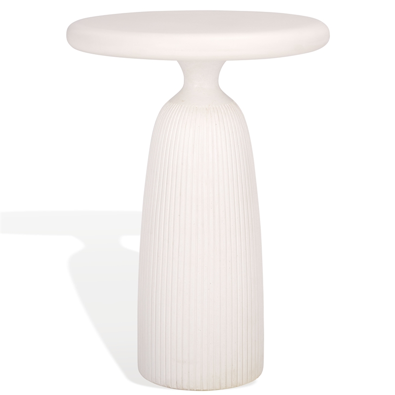 Safavieh Oskar Round Concrete and Iron Accent Table in Ivory