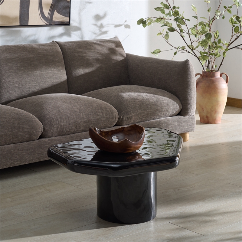Safavieh Rhianna Concrete Coffee and Iron Table in Black