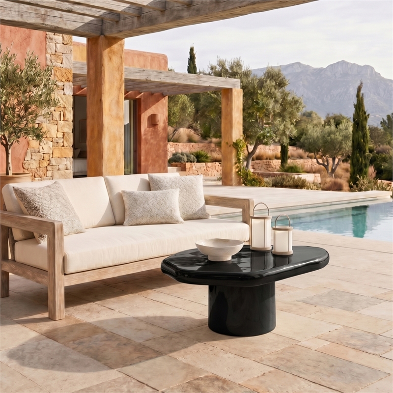 Safavieh Rhianna Concrete Coffee and Iron Table in Black