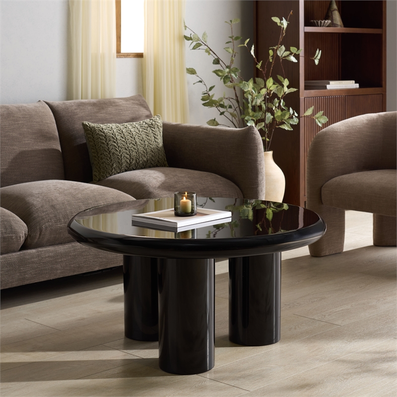 Safavieh Lollita Round Concrete Coffee Table in Black